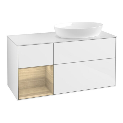 V&B Waschtischunterschrank Finion 120cm, Pl wh. m, Reg Oa ven, glo wh. Lac