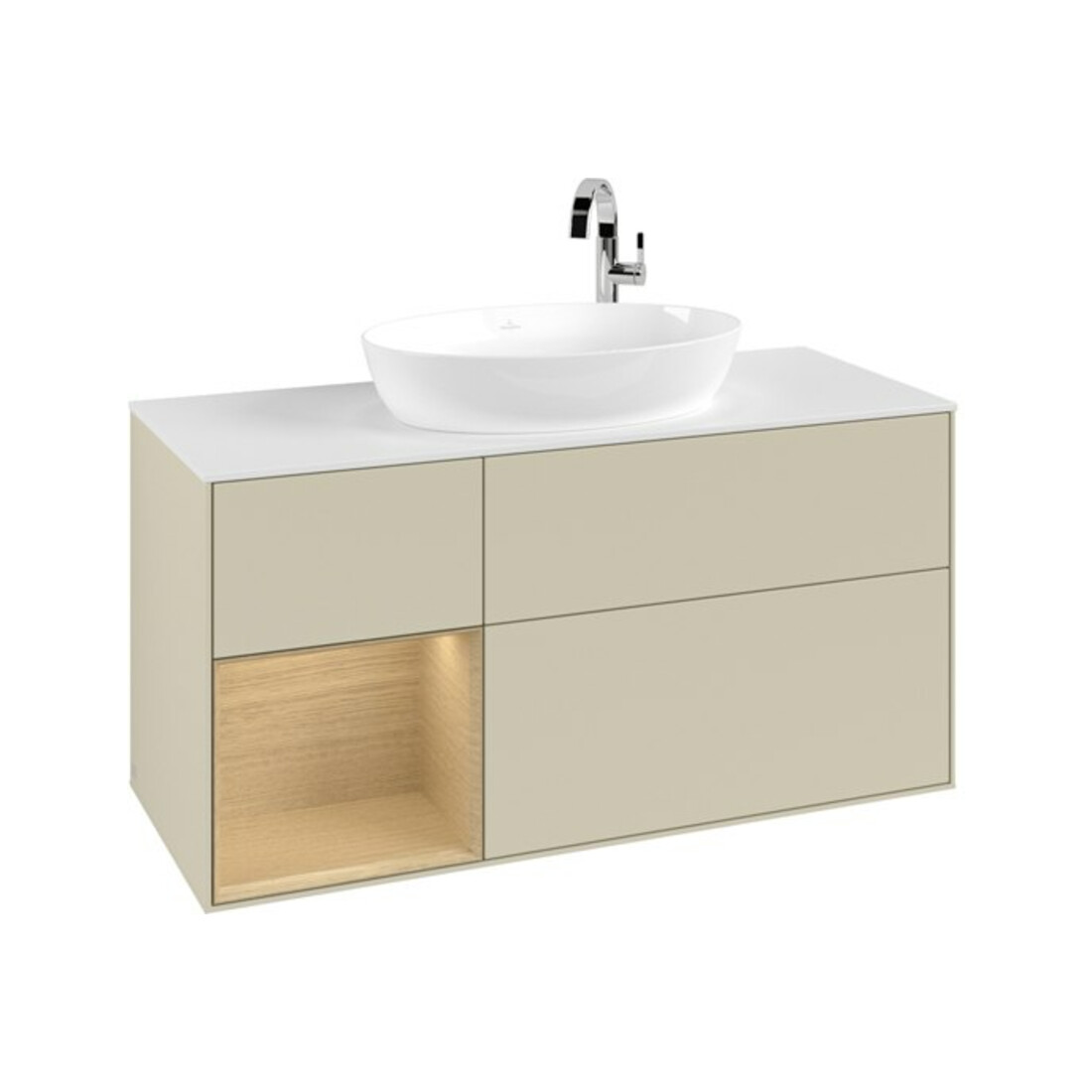 V&B Waschtischunterschrank Finion 120cm, Pl wh. m, Reg Oa ven, si Gr m Lac