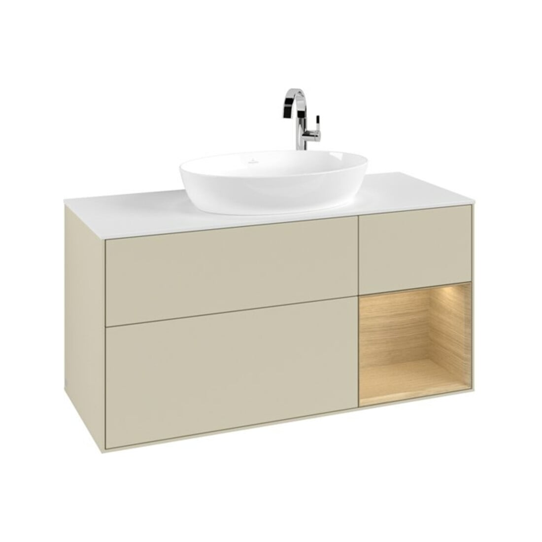 V&B Waschtischunterschrank Finion 120cm, Pl wh. m, Reg Oa ven, si Gr m Lac