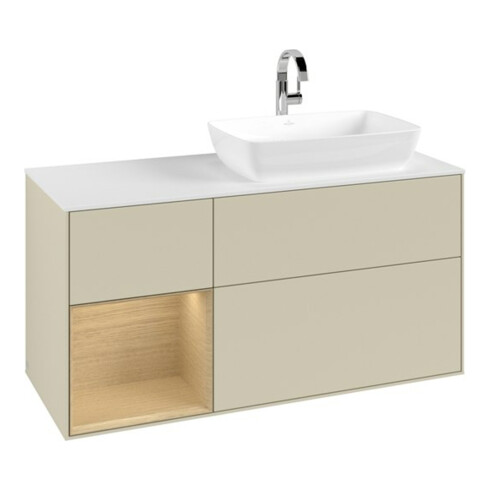 V&B Waschtischunterschrank Finion 120cm, Pl wh. m, Reg Oa ven, si Gr m Lac