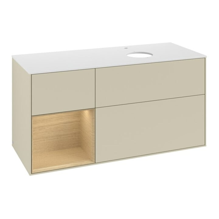 V&B Waschtischunterschrank Finion 120cm, Pl wh. m, Reg Oa ven, si Gr m Lac