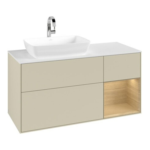 V&B Waschtischunterschrank Finion 120cm, Pl wh. m, Reg Oa ven, si Gr m Lac