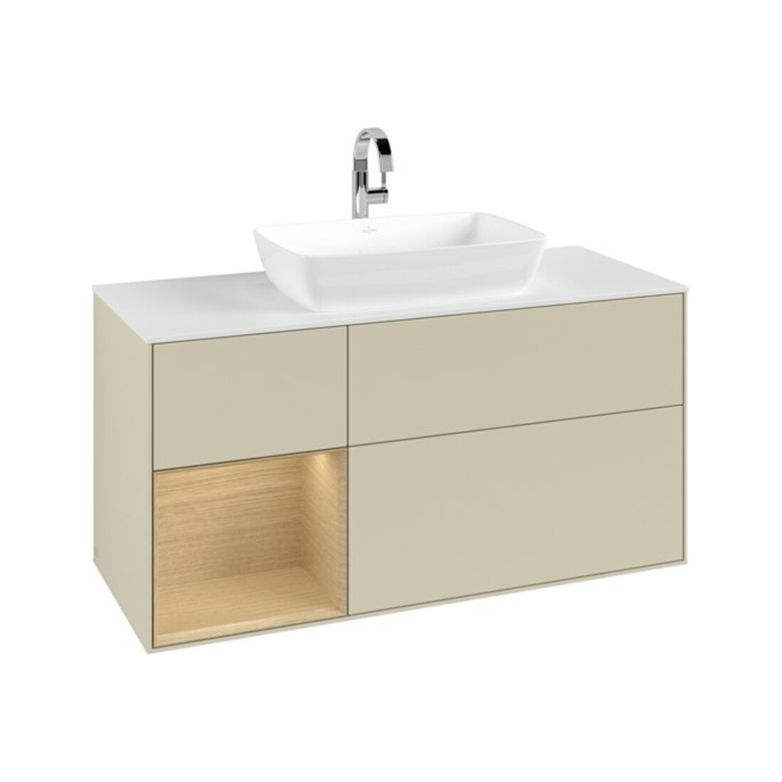 V&B Waschtischunterschrank Finion 120cm, Pl wh. m, Reg Oa ven, si Gr m Lac