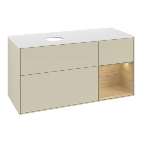 V&B Waschtischunterschrank Finion 120cm, Pl wh. m, Reg Oa ven, si Gr m Lac