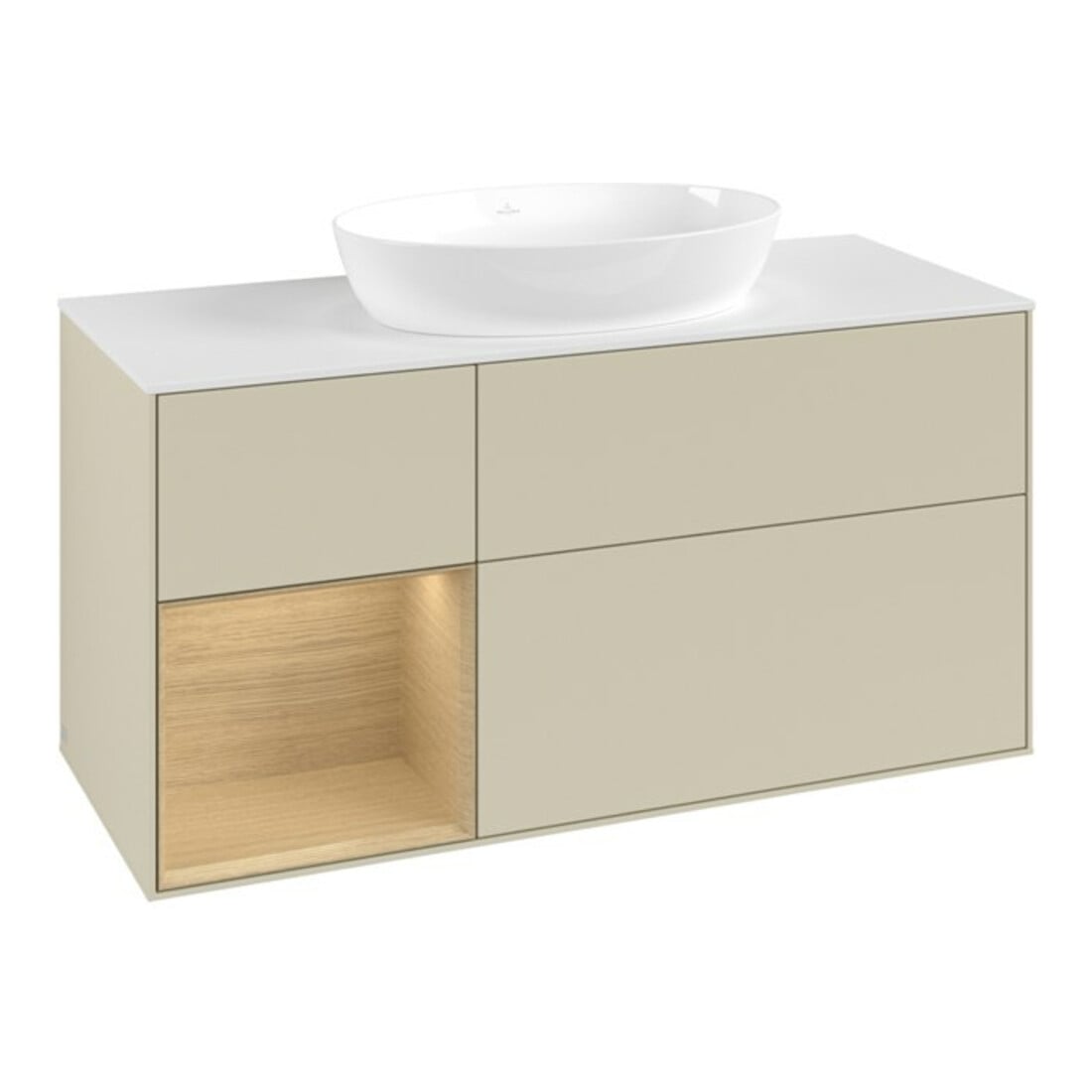 V&B Waschtischunterschrank Finion 120cm, Pl wh. m, Reg Oa ven, si Gr m Lac