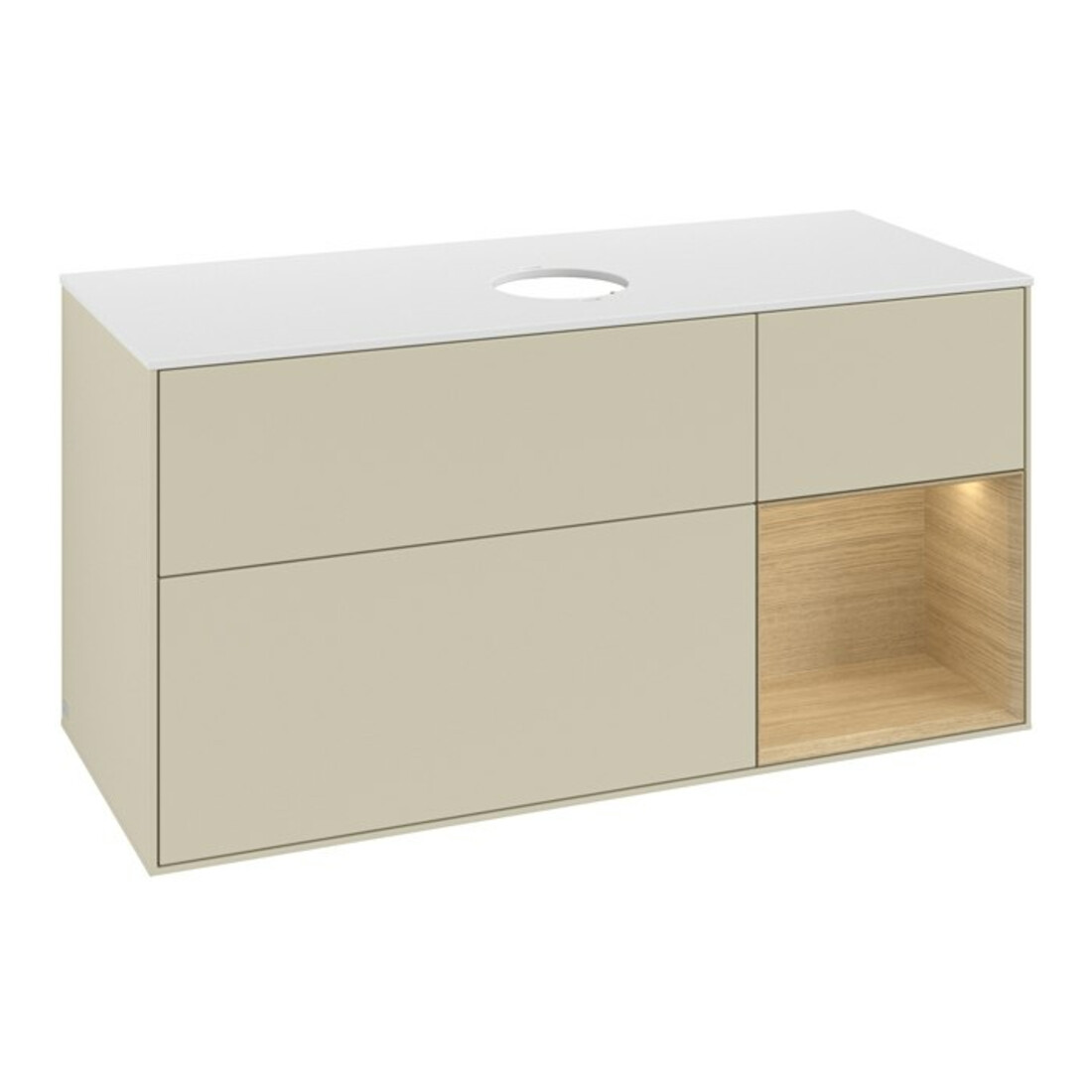 V&B Waschtischunterschrank Finion 120cm, Pl wh. m, Reg Oa ven, si Gr m Lac