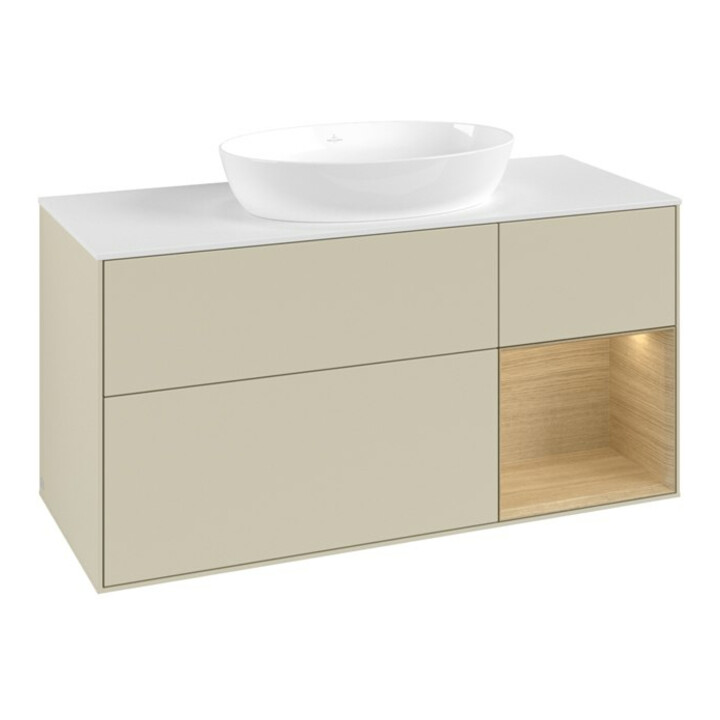 V&B Waschtischunterschrank Finion 120cm, Pl wh. m, Reg Oa ven, si Gr m Lac