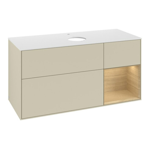 V&B Waschtischunterschrank Finion 120cm, Pl wh. m, Reg Oa ven, si Gr m Lac