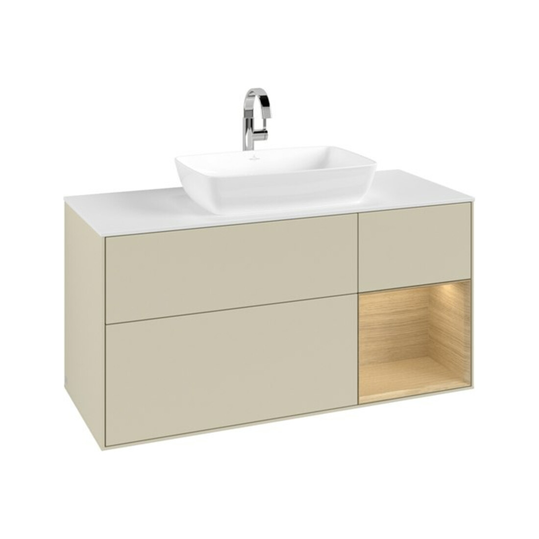 V&B Waschtischunterschrank Finion 120cm, Pl wh. m, Reg Oa ven, si Gr m Lac