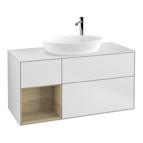 V&B Waschtischunterschrank Finion 120cm, Pl wh. m, Reg Oa ven, wh. m Lac