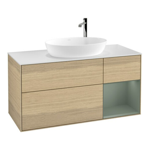 V&B Waschtischunterschrank Finion 120cm, Pl wh. m, Reg Oli. m Lac, Oa ven