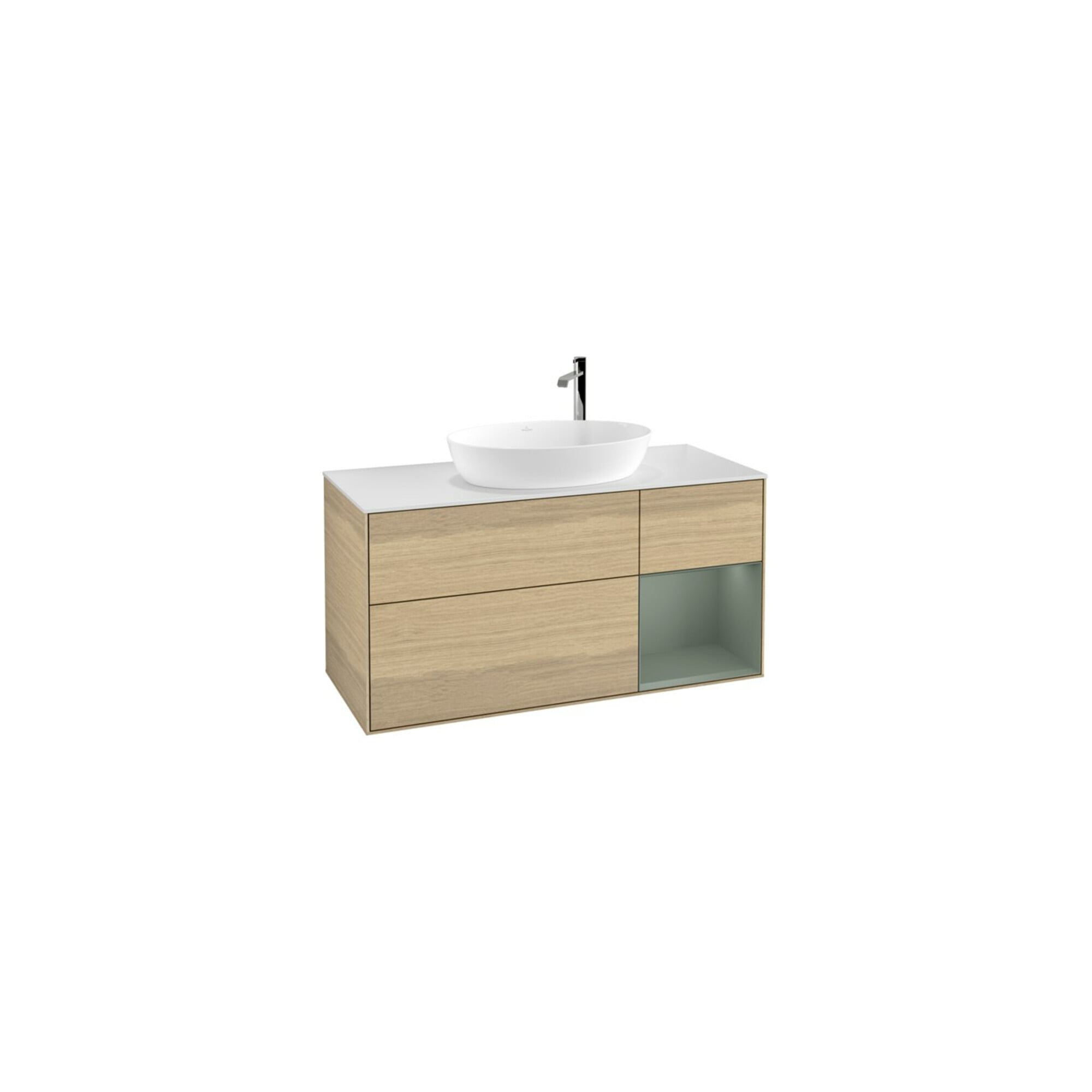 V&B Waschtischunterschrank Finion 120cm, Pl wh. m, Reg Oli. m Lac, Oa ven ; Villeroy & Boch