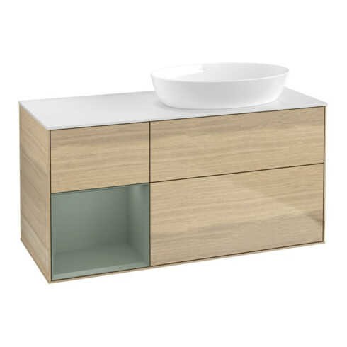 V&B Waschtischunterschrank Finion 120cm, Pl wh. m, Reg Oli. m Lac, Oa ven