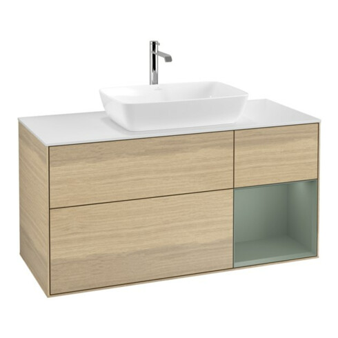 V&B Waschtischunterschrank Finion 120cm, Pl wh. m, Reg Oli. m Lac, Oa ven