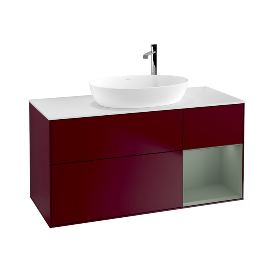 V&B Waschtischunterschrank Finion 120cm, Pl wh. m, Reg Oli. m Lac, Peo m