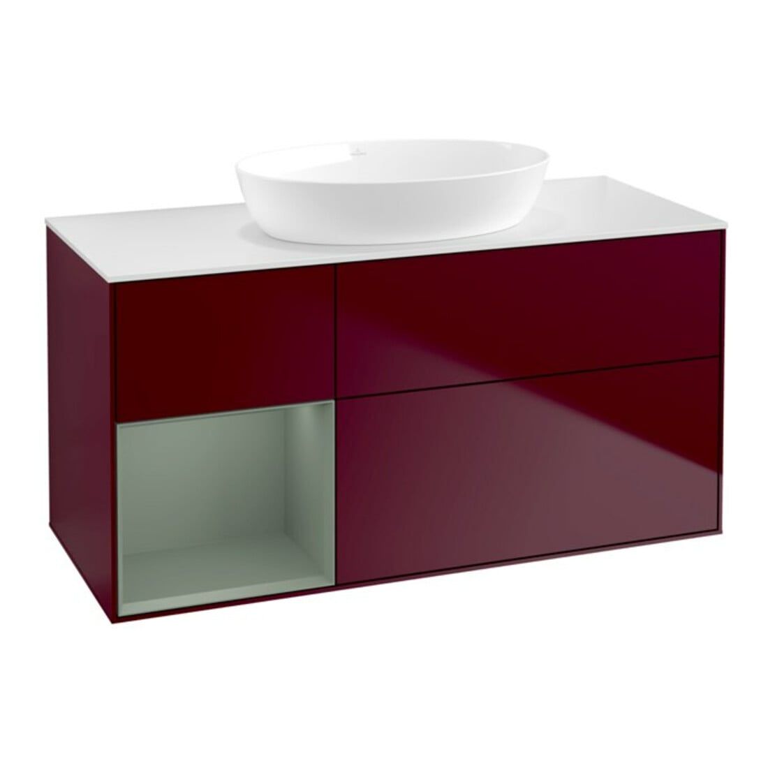 V&B Waschtischunterschrank Finion 120cm, Pl wh. m, Reg Oli. m Lac, Peo m