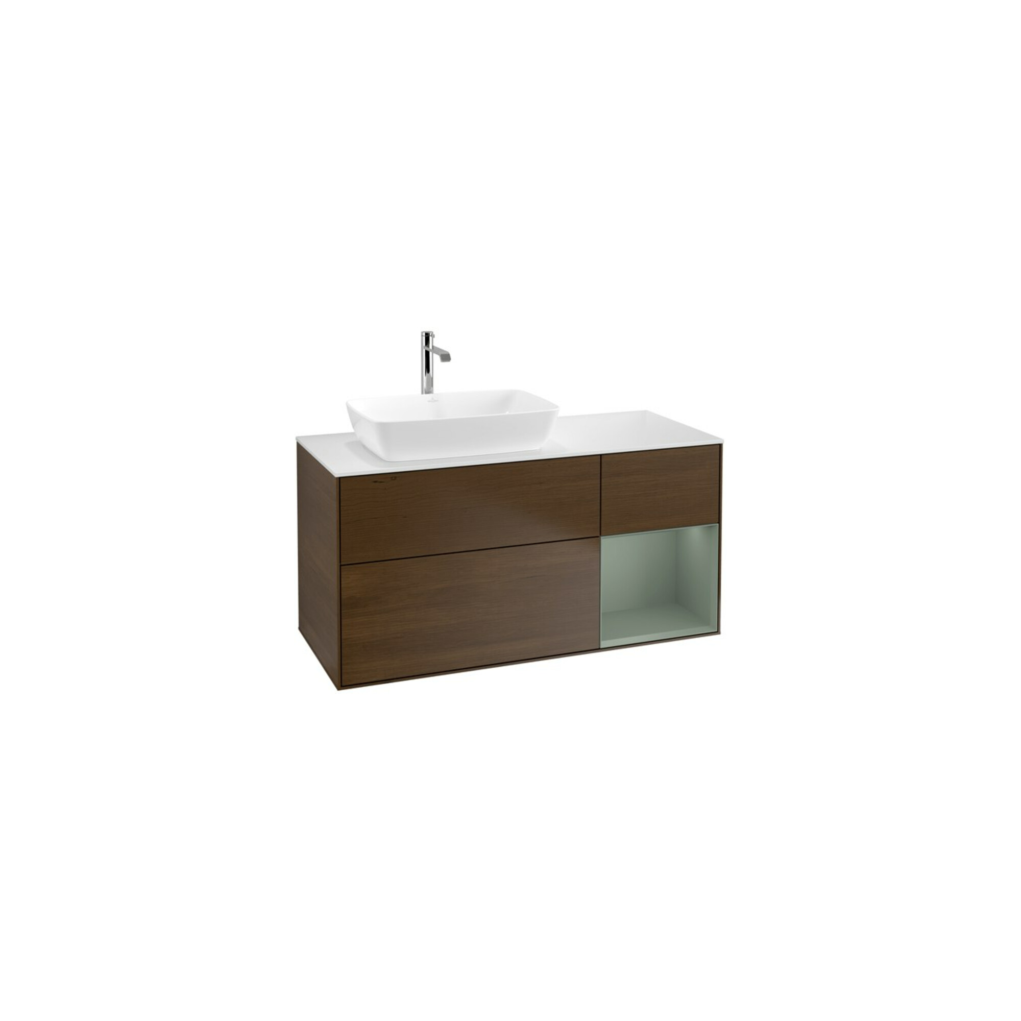 V&B Waschtischunterschrank Finion 120cm, Pl wh. m, Reg Oli. m Lac, wal ven ; Villeroy & Boch