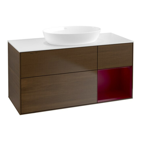 V&B Waschtischunterschrank Finion 120cm, Pl wh. m, Reg Peo m Lac, wal ven