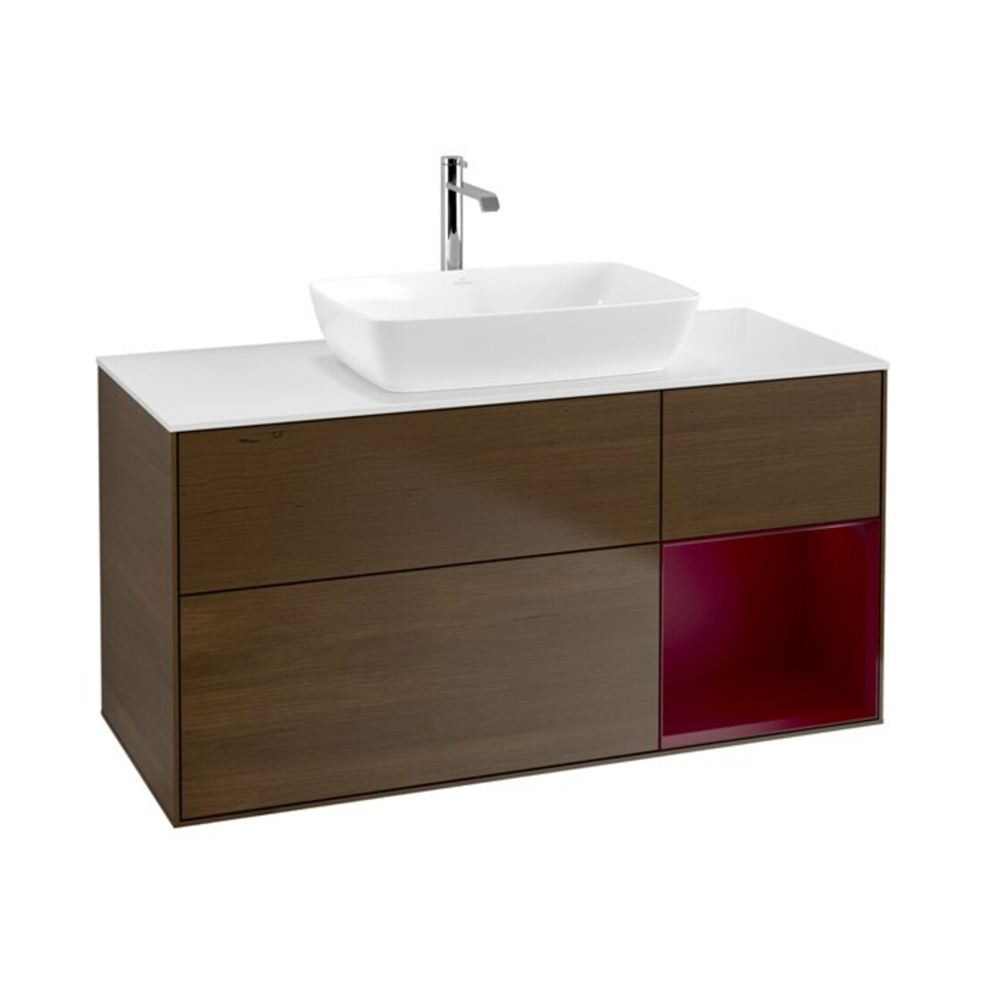 V&B Waschtischunterschrank Finion 120cm, Pl wh. m, Reg Peo m Lac, wal ven