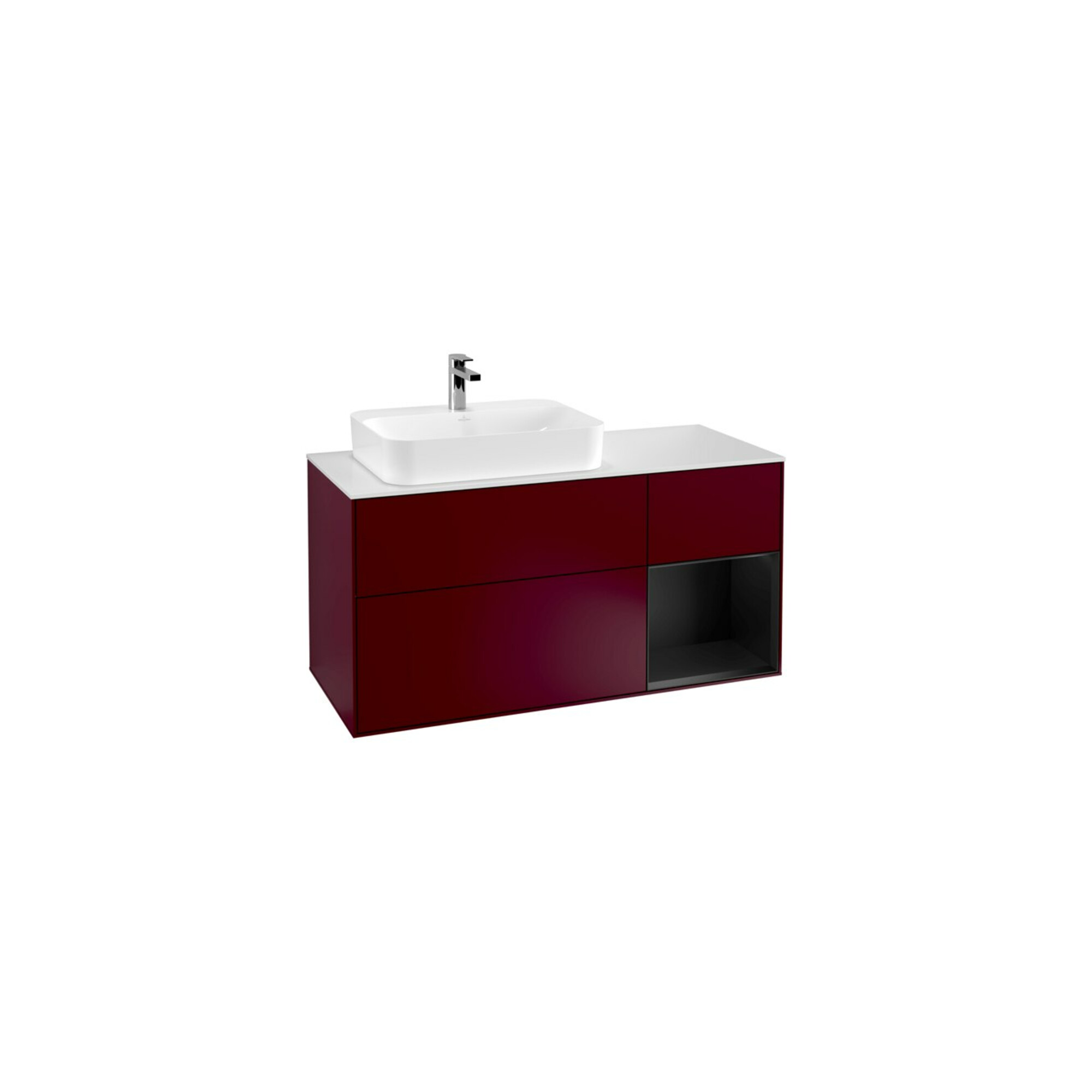 V&B Waschtischunterschrank Finion 120cm, Pl wh. m, Reg re bla m Lac, Peo m ; Villeroy & Boch