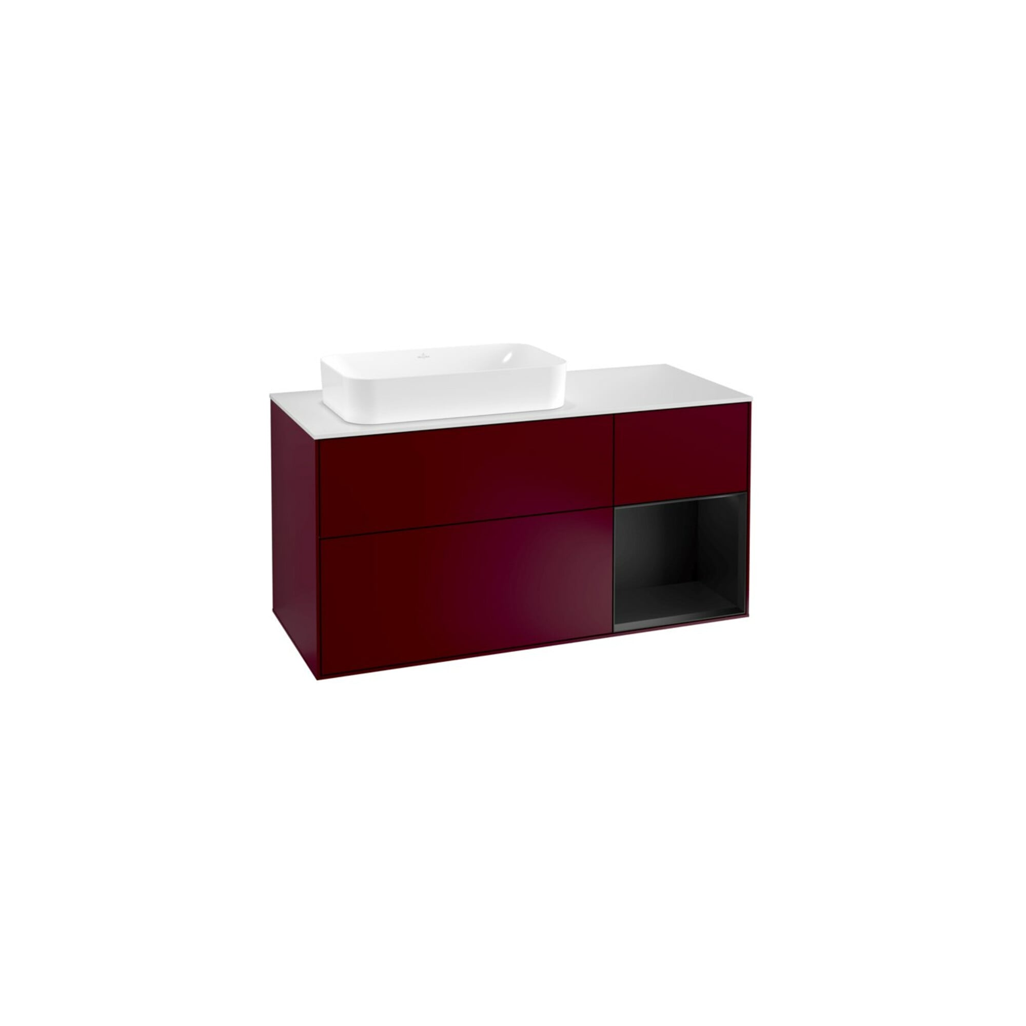 V&B Waschtischunterschrank Finion 120cm, Pl wh. m, Reg re bla m Lac, Peo m ; Villeroy & Boch