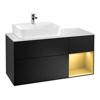 V&B Waschtischunterschrank Finion 120cm, Pl wh. m, Reg re gol m, bla m Lac