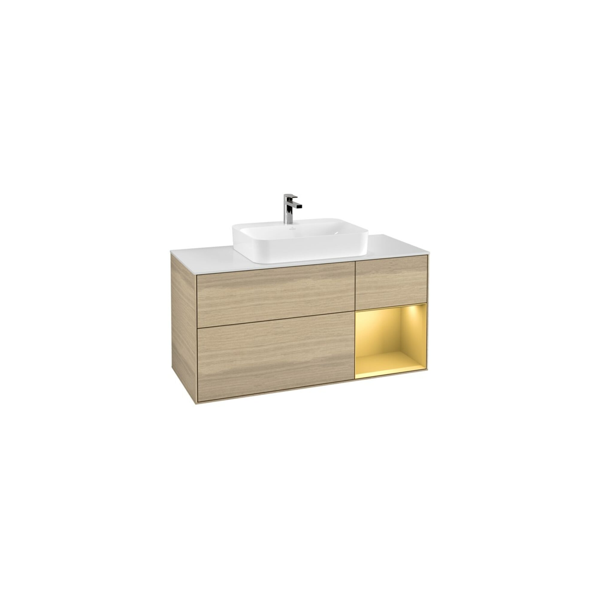 V&B Waschtischunterschrank Finion 120cm, Pl wh. m, Reg re gol m, Oa ven ; Villeroy & Boch