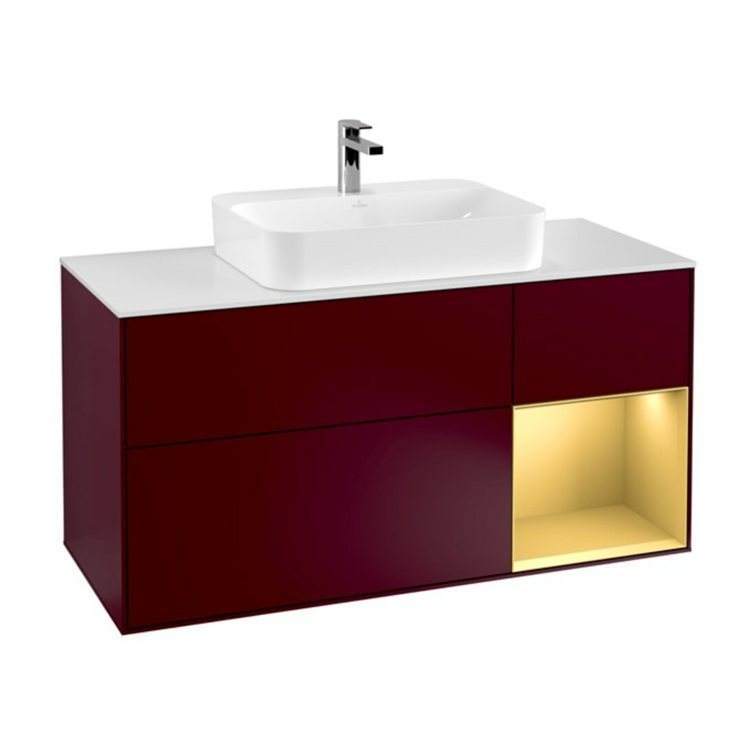 V&B Waschtischunterschrank Finion 120cm, Pl wh. m, Reg re gol m, Peo m