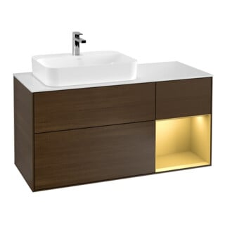 V&B Waschtischunterschrank Finion 120cm, Pl wh. m, Reg re gol m, wal ven