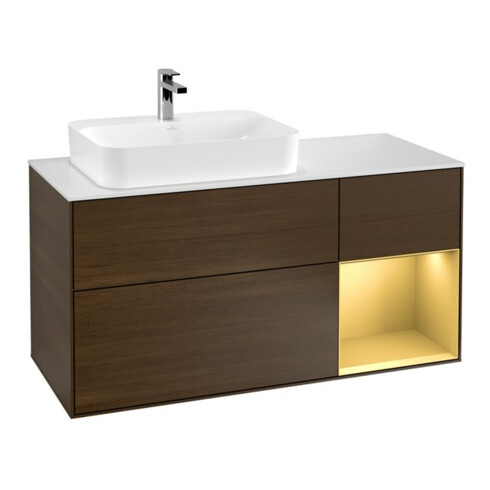 V&B Waschtischunterschrank Finion 120cm, Pl wh. m, Reg re gol m, wal ven