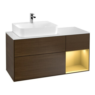 V&B Waschtischunterschrank Finion 120cm, Pl wh. m, Reg re gol m, wal ven