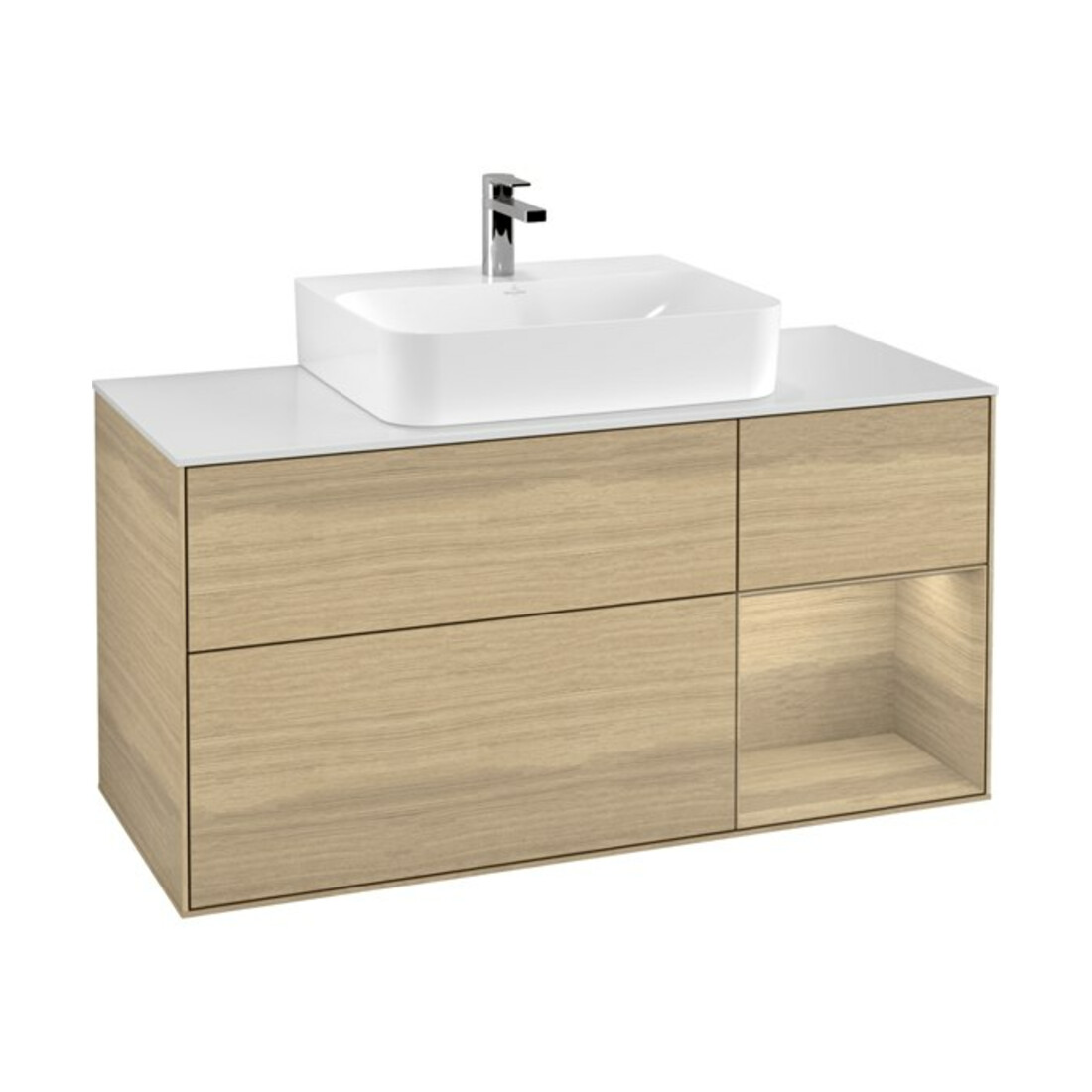 V&B Waschtischunterschrank Finion 120cm, Pl wh. m, Reg re Oa ven, Oa ven