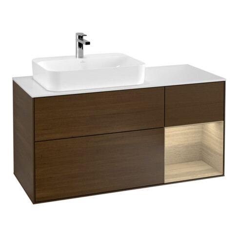 V&B Waschtischunterschrank Finion 120cm, Pl wh. m, Reg re Oa ven, wal ven