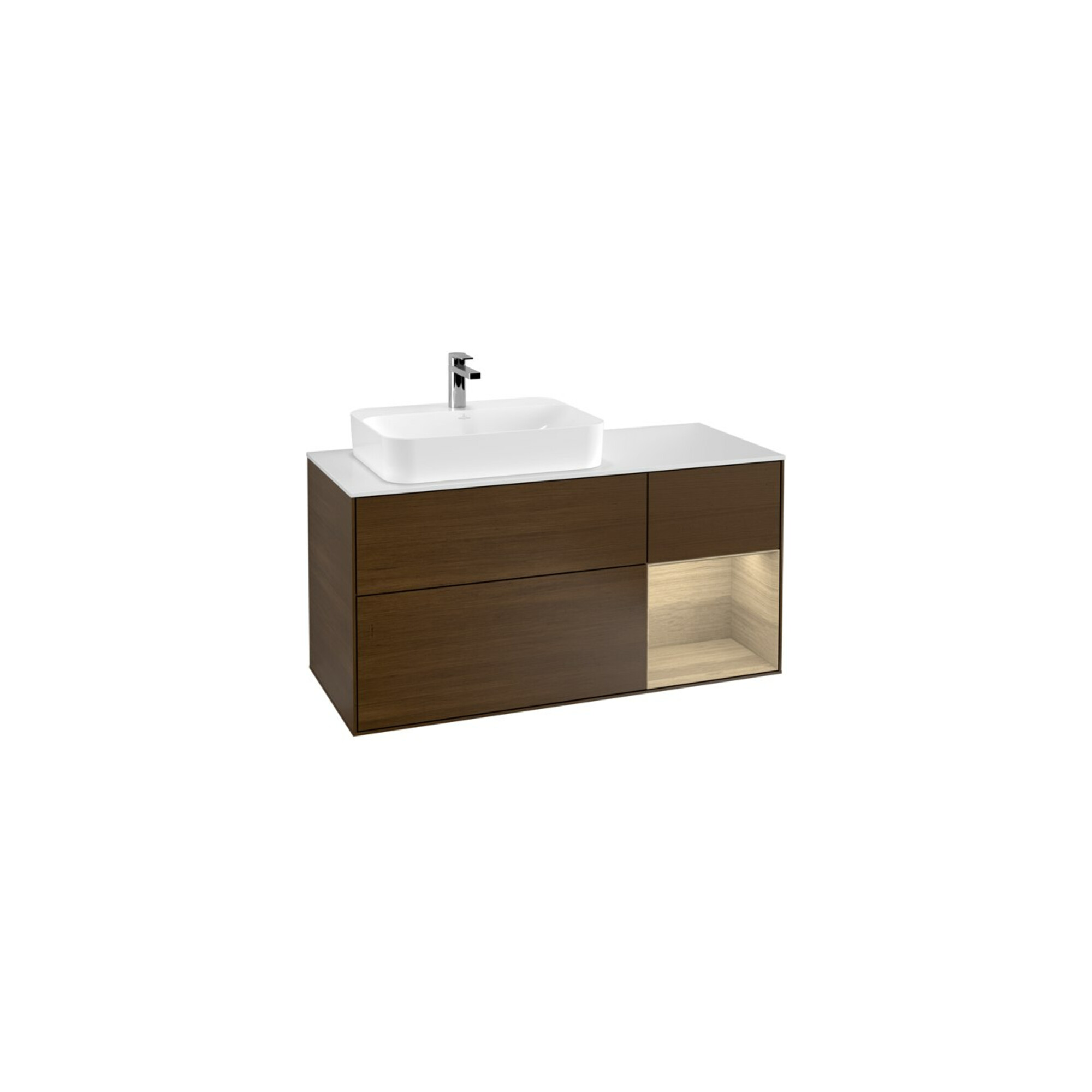 V&B Waschtischunterschrank Finion 120cm, Pl wh. m, Reg re Oa ven, wal ven ; Villeroy & Boch
