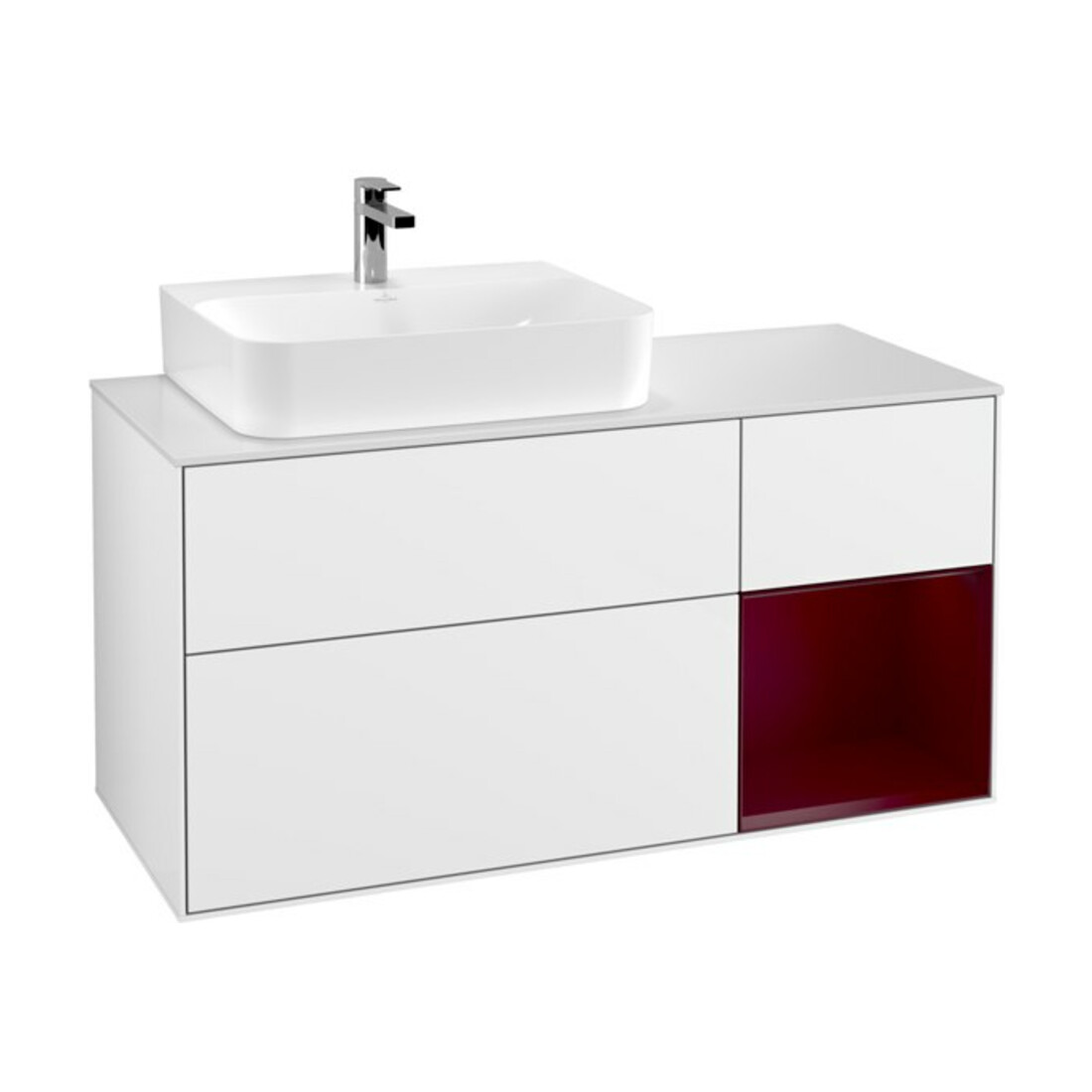 V&B Waschtischunterschrank Finion 120cm, Pl wh. m, Reg re Peo, glo wh. Lac