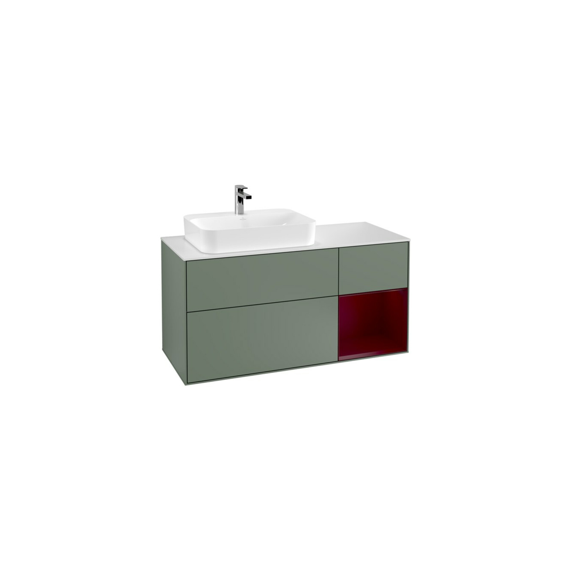 V&B Waschtischunterschrank Finion 120cm, Pl wh. m, Reg re Peo, Oli. m Lac ; Villeroy & Boch