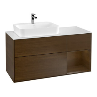 V&B Waschtischunterschrank Finion 120cm, Pl wh. m, Reg re wal ven, wal ven