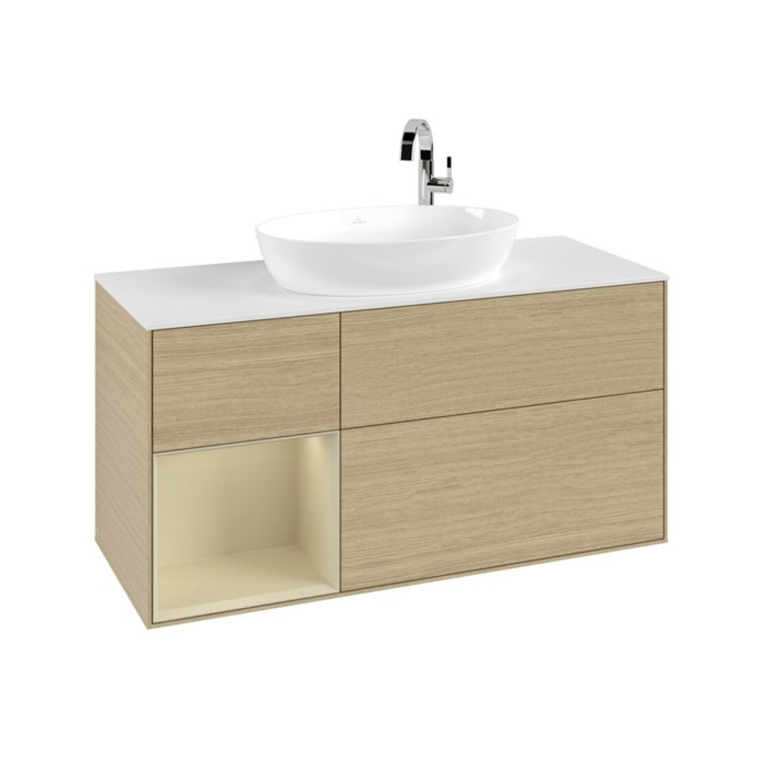 V&B Waschtischunterschrank Finion 120cm, Pl wh. m, Reg si Gr m Lac, Oa ven