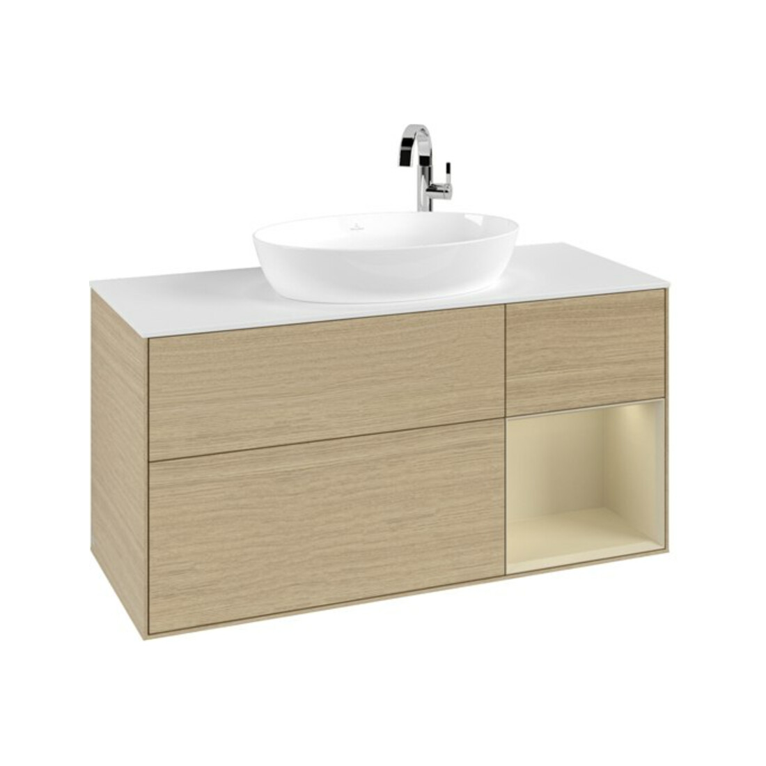 V&B Waschtischunterschrank Finion 120cm, Pl wh. m, Reg si Gr m Lac, Oa ven