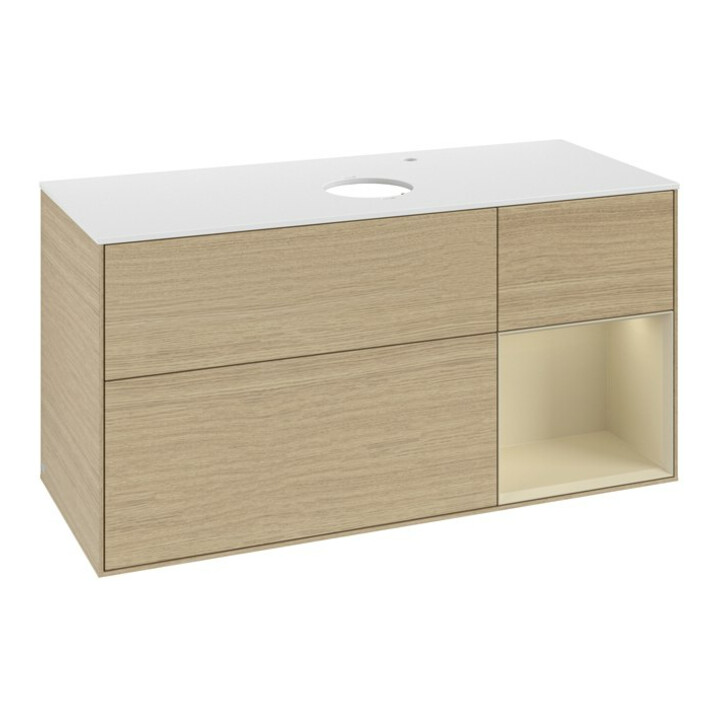 V&B Waschtischunterschrank Finion 120cm, Pl wh. m, Reg si Gr m Lac, Oa ven