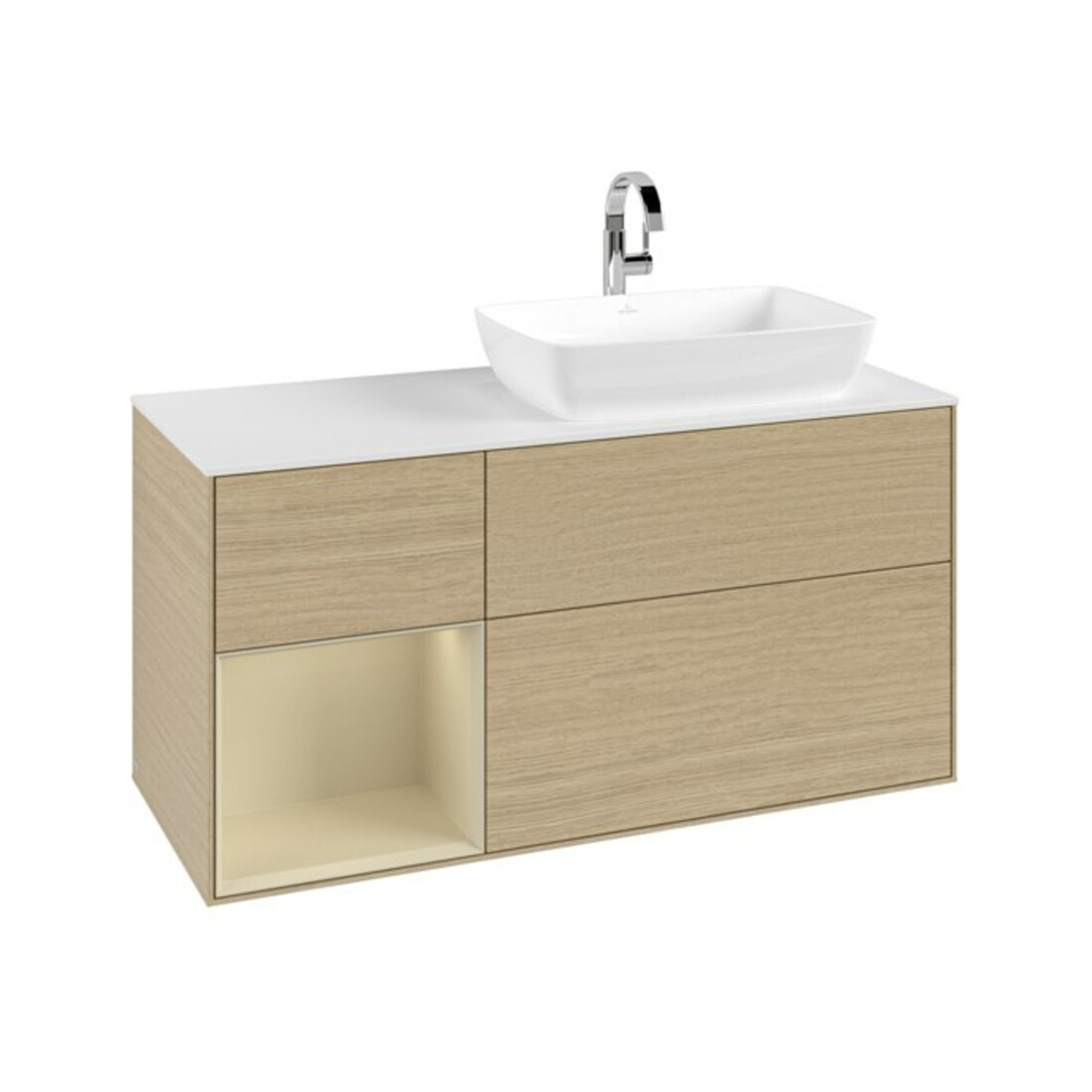 V&B Waschtischunterschrank Finion 120cm, Pl wh. m, Reg si Gr m Lac, Oa ven