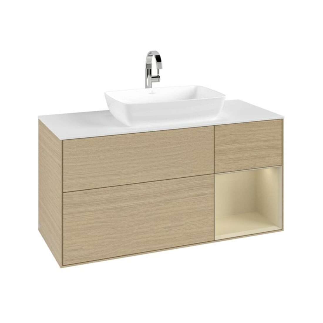 V&B Waschtischunterschrank Finion 120cm, Pl wh. m, Reg si Gr m Lac, Oa ven
