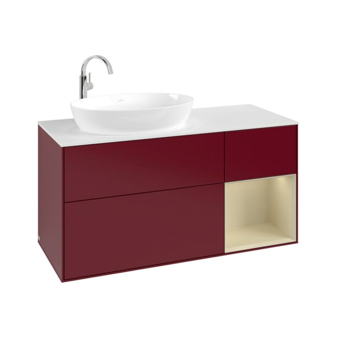 V&B Waschtischunterschrank Finion 120cm, Pl wh. m, Reg si Gr m Lac, Peo m