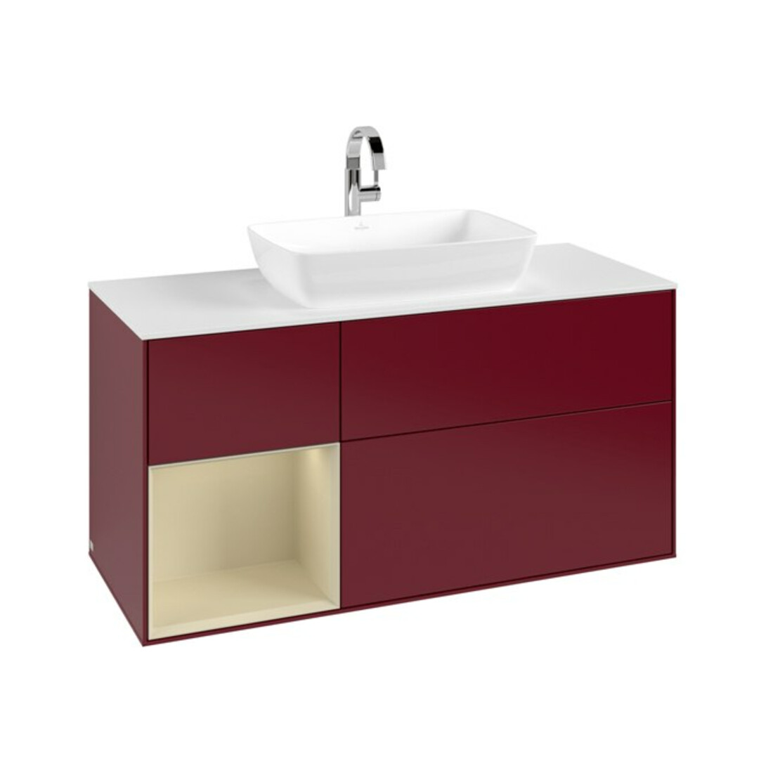 V&B Waschtischunterschrank Finion 120cm, Pl wh. m, Reg si Gr m Lac, Peo m