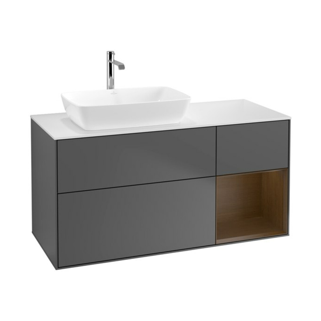 V&B Waschtischunterschrank Finion 120cm, Pl wh. m, Reg wal ven, Anthrac. m