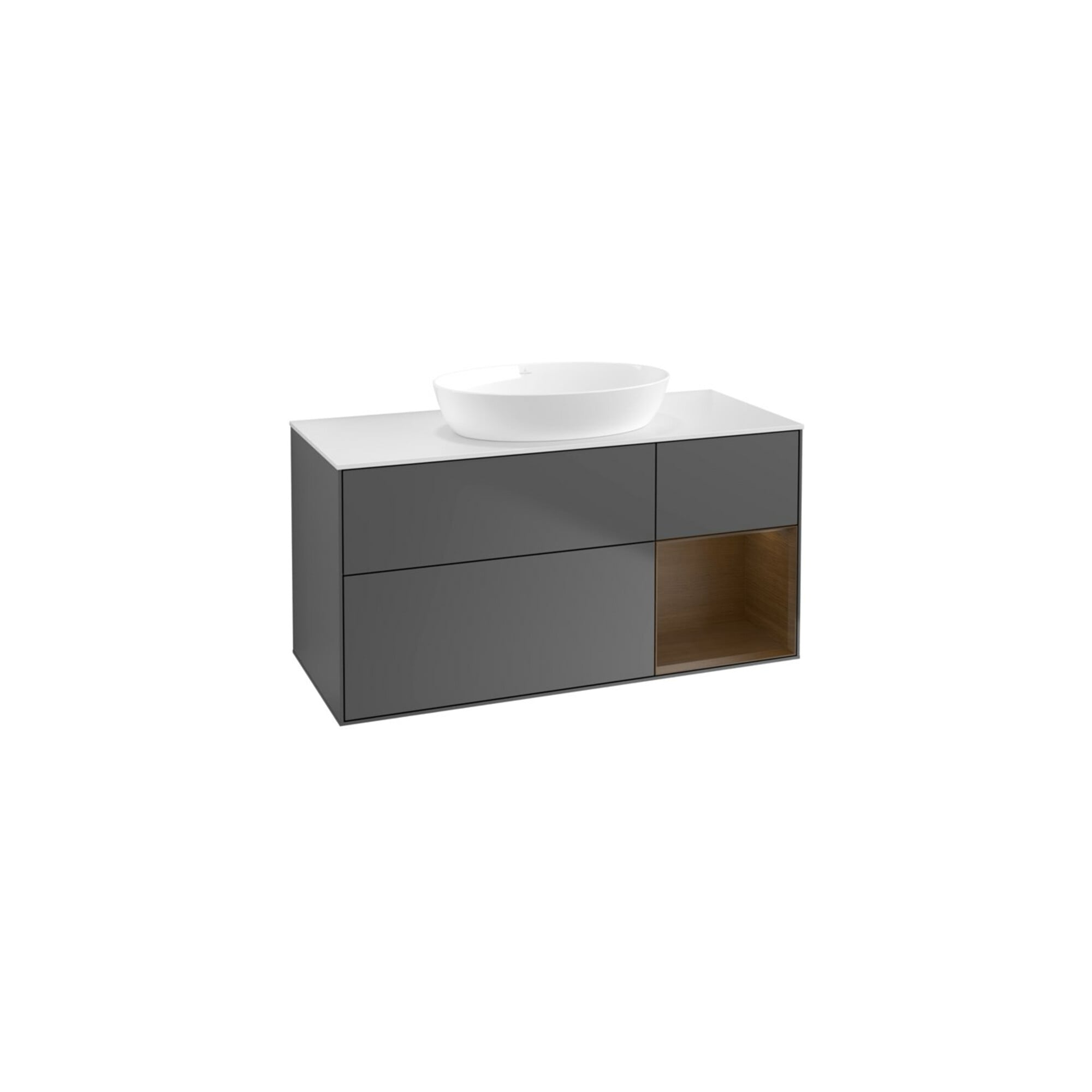 V&B Waschtischunterschrank Finion 120cm, Pl wh. m, Reg wal ven, Anthrac. m ; Villeroy & Boch