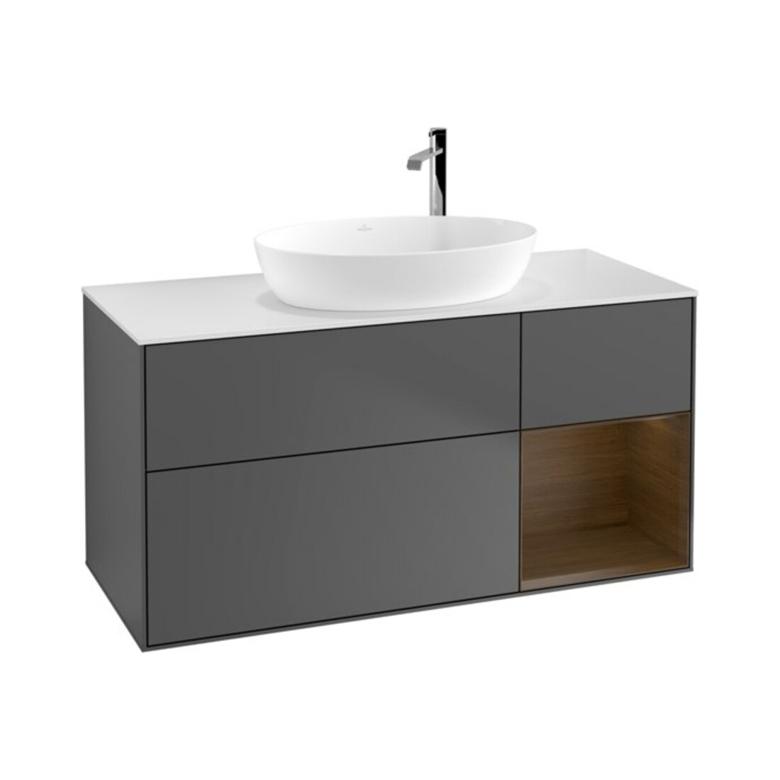 V&B Waschtischunterschrank Finion 120cm, Pl wh. m, Reg wal ven, Anthrac. m