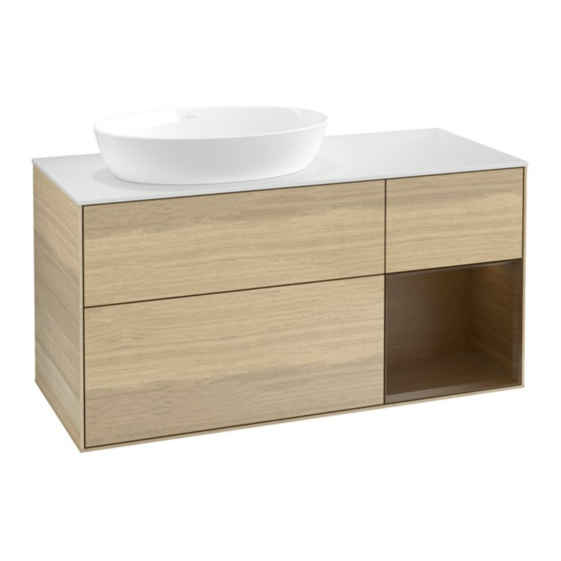 V&B Waschtischunterschrank Finion 120cm, Pl wh. m, Reg wal ven, Oa ven