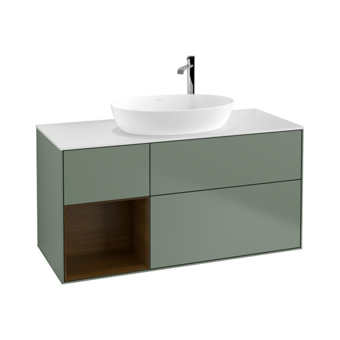 V&B Waschtischunterschrank Finion 120cm, Pl wh. m, Reg wal ven, Oli. m Lac