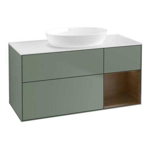 V&B Waschtischunterschrank Finion 120cm, Pl wh. m, Reg wal ven, Oli. m Lac